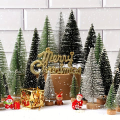 8pcs Mini Pine Needle Christmas Tree PVC Ornaments