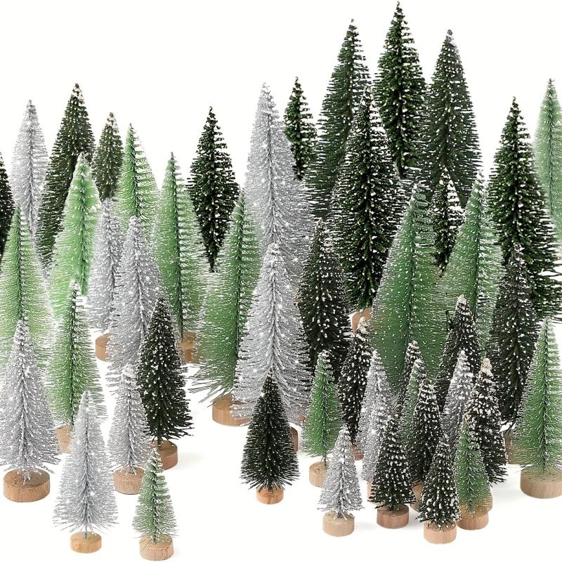8pcs Mini Pine Needle Christmas Tree PVC Ornaments