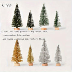 8pcs Mini Pine Needle Christmas Tree PVC Ornaments