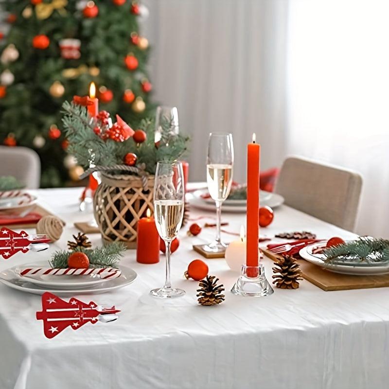 12pcs Christmas Tree Cutlery Holder Felt Fork Spoon Bags