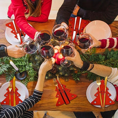 12pcs Christmas Tree Cutlery Holder Felt Fork Spoon Bags
