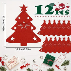 12pcs Christmas Tree Cutlery Holder Felt Fork Spoon Bags