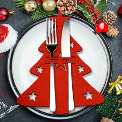 12pcs Christmas Tree Cutlery Holder Felt Fork Spoon Bags