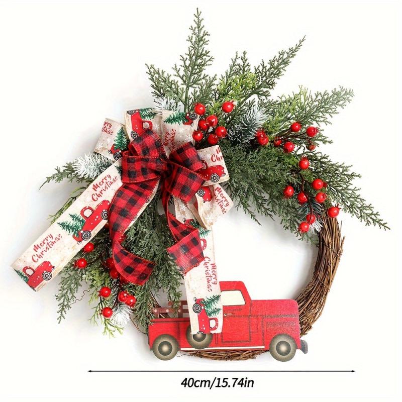 Christmas Wreath Red Truck Decoration Rattan Circle Large Door Front Wreath