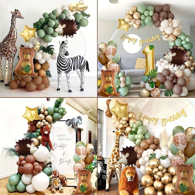 54pcs Wild One Birthday Decorations Boy Girl Safari Jungle Party Balloons