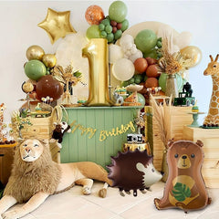 54pcs Wild One Birthday Decorations Boy Girl Safari Jungle Party Balloons