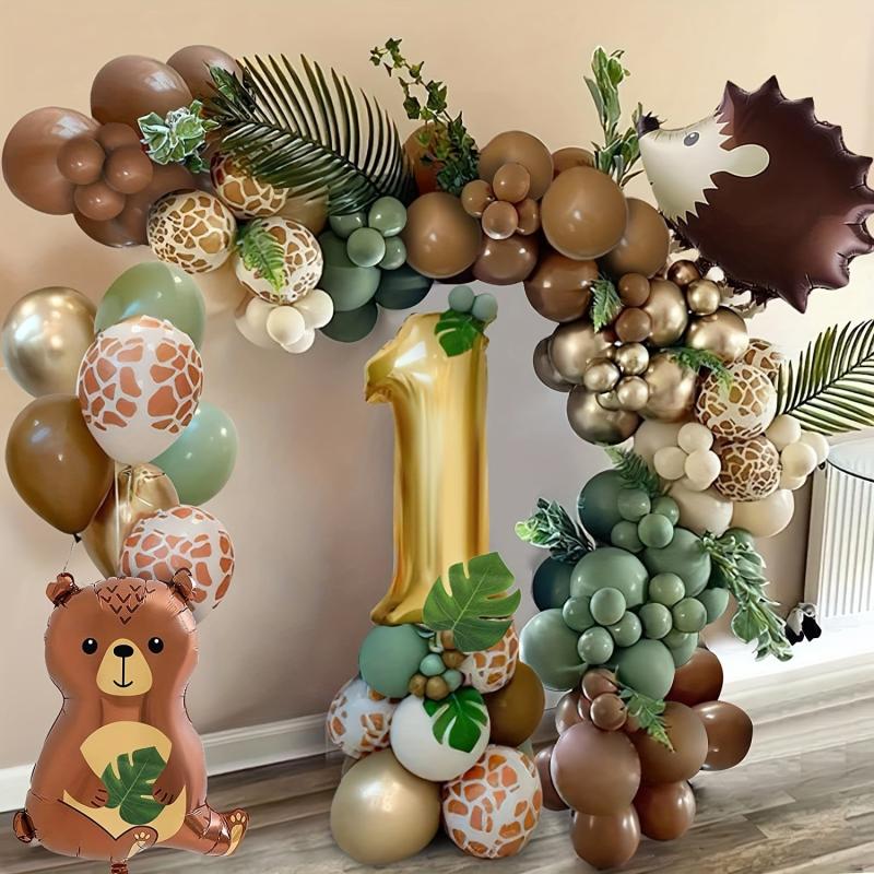 54pcs Wild One Birthday Decorations Boy Girl Safari Jungle Party Balloons