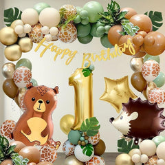 54pcs Wild One Birthday Decorations Boy Girl Safari Jungle Party Balloons