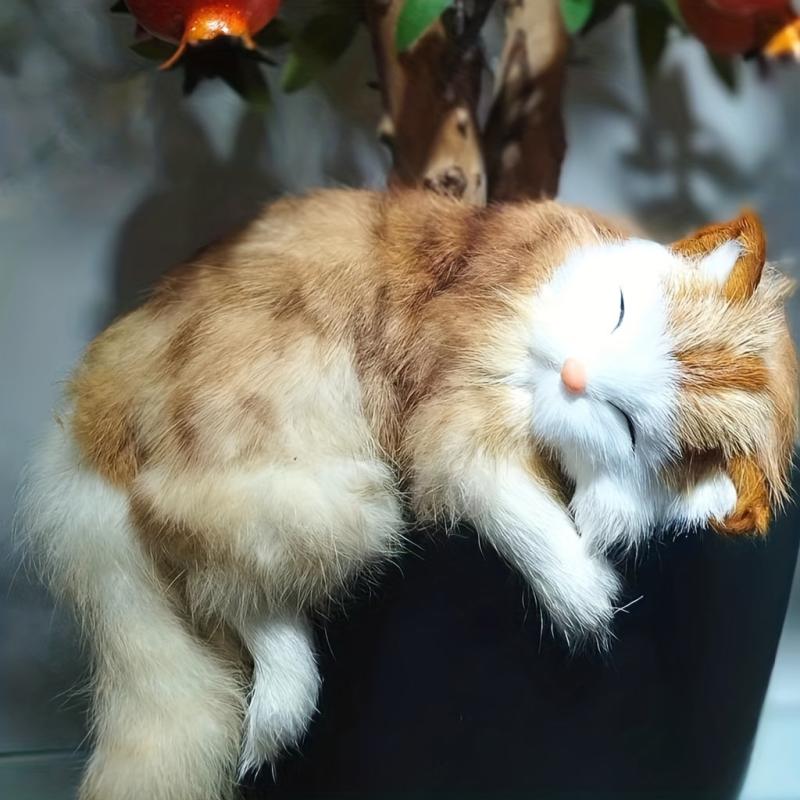 Real Leather Orange Tabby Cat Plush