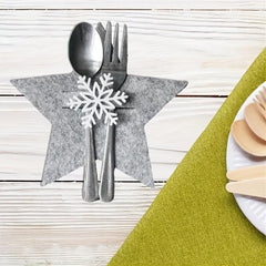4pcs Christmas Tableware Holder Star Silverware Pockets