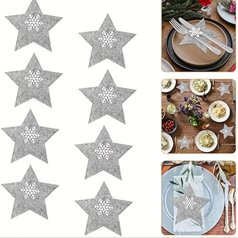 4pcs Christmas Tableware Holder Star Silverware Pockets