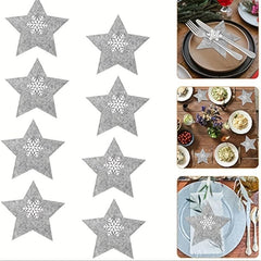 4pcs Christmas Tableware Holder Star Silverware Pockets