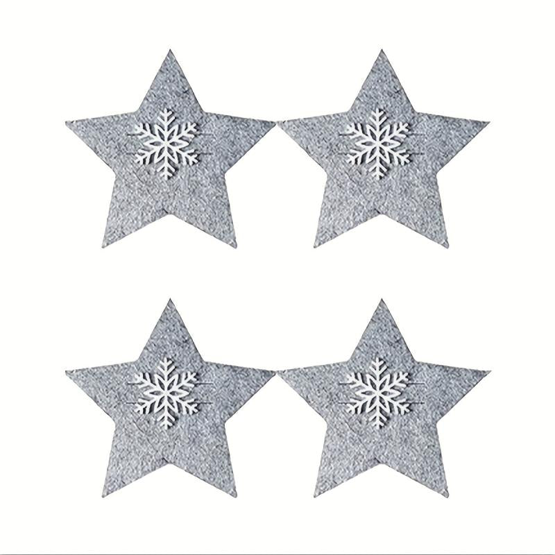 4pcs Christmas Tableware Holder Star Silverware Pockets