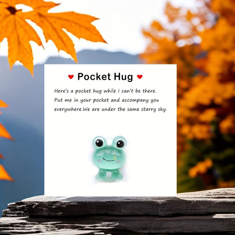 Pocket Hug Resin Animal Decoration with Encouraging Greeting Card