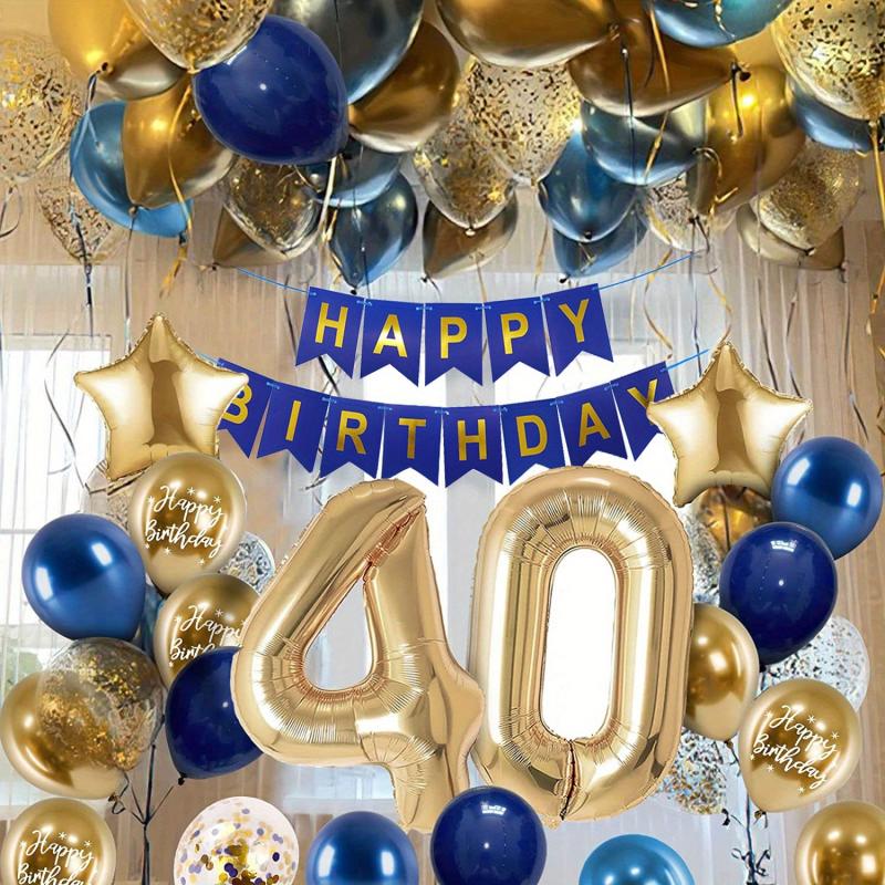 50th Birthday Navy Golden Balloons Decoration Set