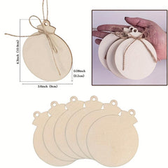 10pcs Round Wooden Ornaments 10.92cm Unfinished DIY Christmas Hang