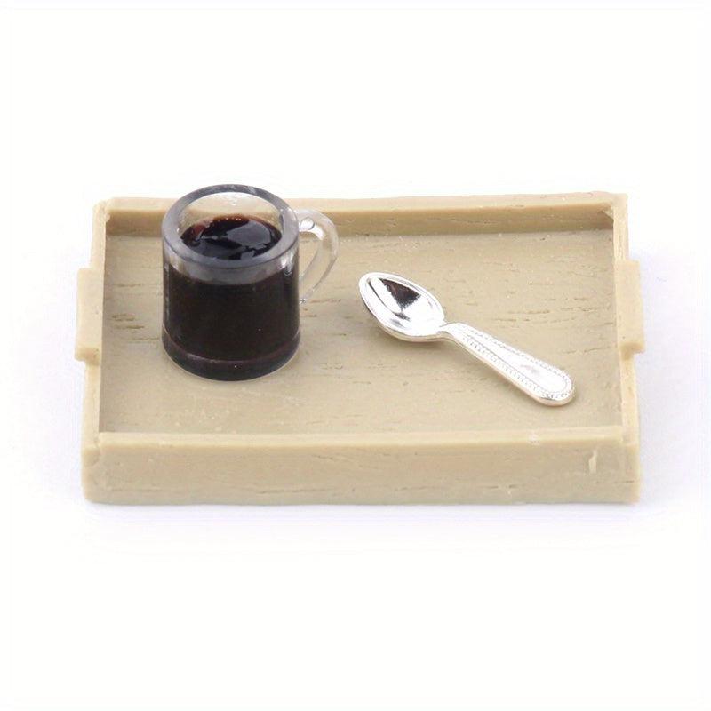 Dollhouse Coffee Machine Set - Miniature Living Scene Decor Toy