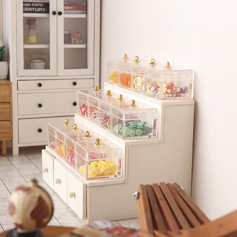1:12 Dollhouse Display Rack Candy Box Drawer Cabinet Furniture Model Decor