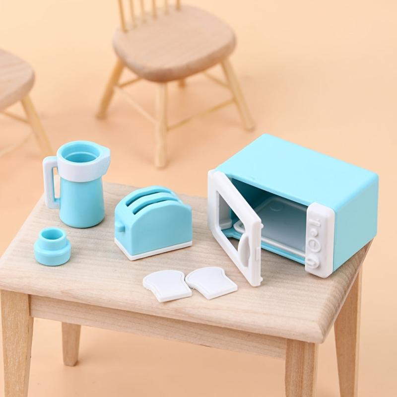 Mini Dollhouse Model Kitchen Set - Microwave Bread Maker Kettle