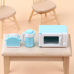 Mini Dollhouse Model Kitchen Set - Microwave Bread Maker Kettle