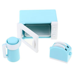 Mini Dollhouse Model Kitchen Set - Microwave Bread Maker Kettle