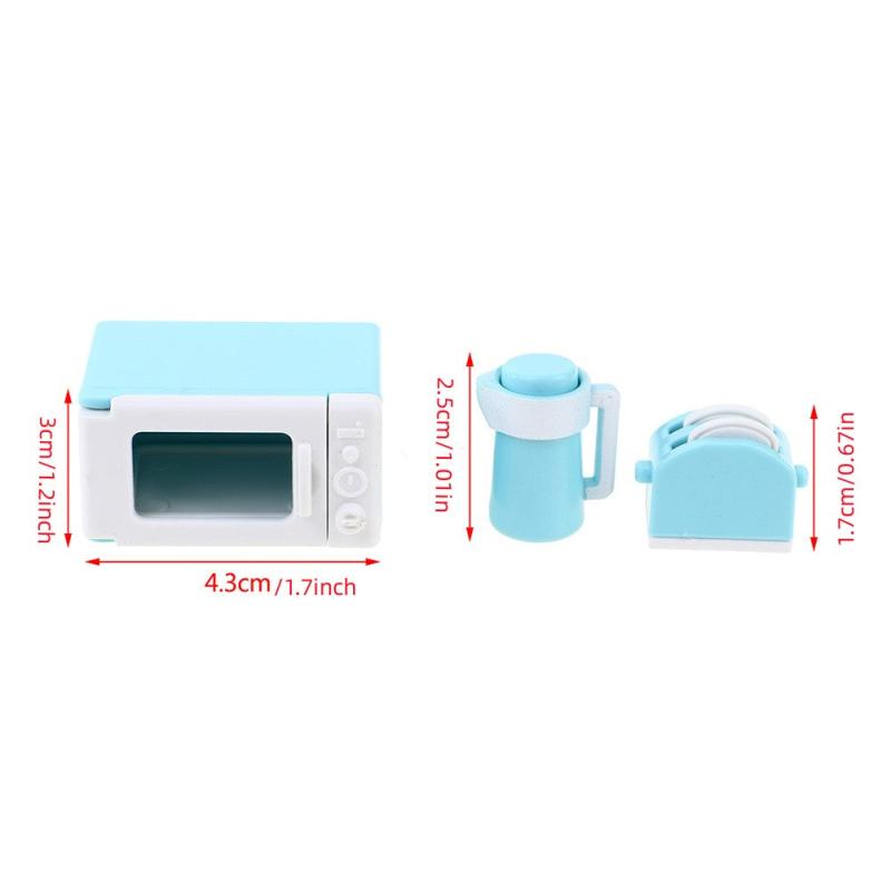Mini Dollhouse Model Kitchen Set - Microwave Bread Maker Kettle