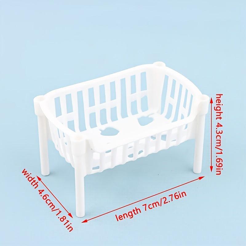 Mini Dollhouse Storage Basket Shelf Decoration