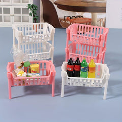 Mini Dollhouse Storage Basket Shelf Decoration