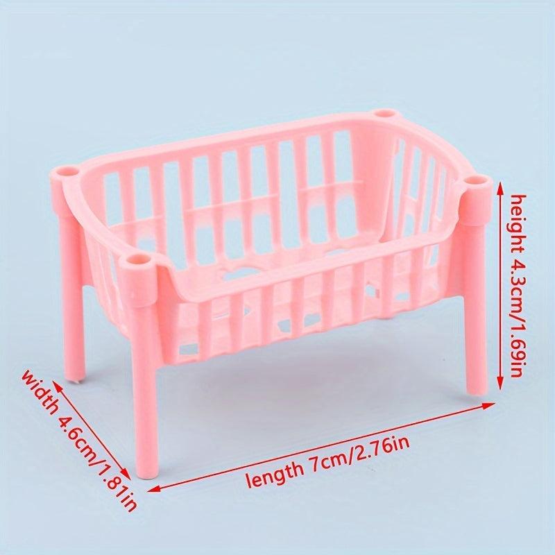 Mini Dollhouse Storage Basket Shelf Decoration