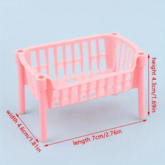 Mini Dollhouse Storage Basket Shelf Decoration