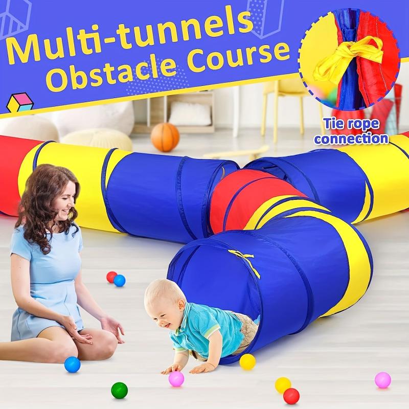 Kids Pop Up Play Tunnel Tent Indoor & Outdoor Toys Red Yellow Tent