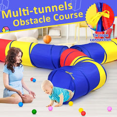 Kids Pop Up Play Tunnel Tent Indoor & Outdoor Toys Red Yellow Tent