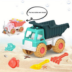 Beach Toy Car Set with Shovel, Bucket, Hourglass, Sand Pool