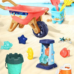 Beach Toy Car Set with Shovel, Bucket, Hourglass, Sand Pool