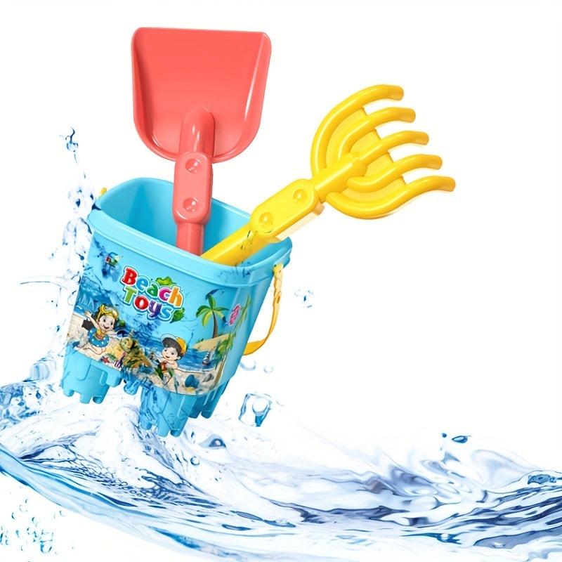 Beach Toy Car Set with Shovel, Bucket, Hourglass, Sand Pool