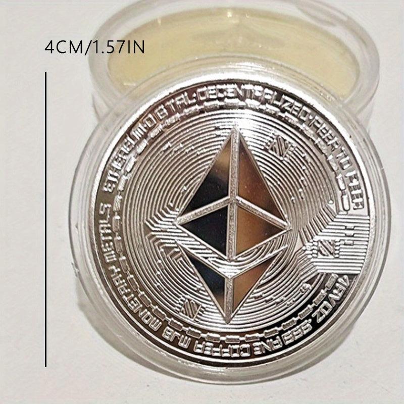 1pc ETH Tabloid Coins Faux Golden Blockchain Digital Currency Bit B Coins Toy