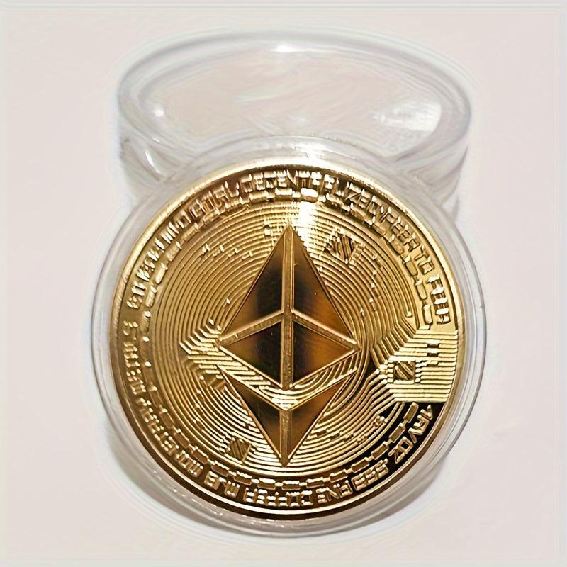 1pc ETH Tabloid Coins Faux Golden Blockchain Digital Currency Bit B Coins Toy