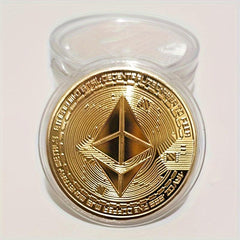 1pc ETH Tabloid Coins Faux Golden Blockchain Digital Currency Bit B Coins Toy