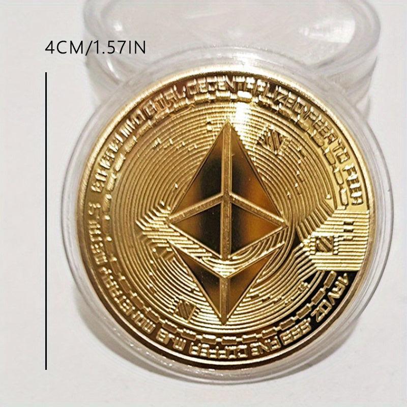 1pc ETH Tabloid Coins Faux Golden Blockchain Digital Currency Bit B Coins Toy