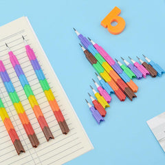 Rainbow Building Block Pencils for Kids