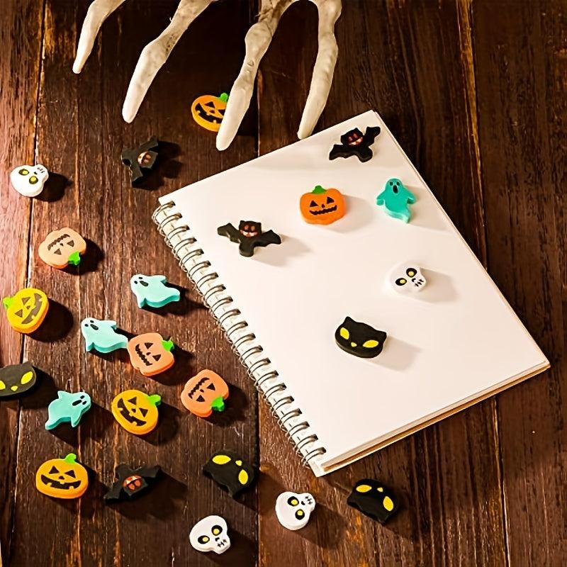 50pcs Halloween Erasers Bulk Pumpkin Ghost Skull Bat Erasers For Trick Or Treat
