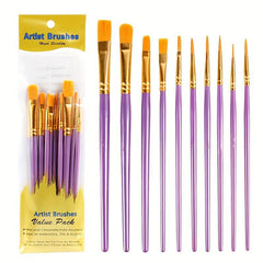 10pcs Pearlescent Pink Watercolor Brush Set Nylon Hair Brush
