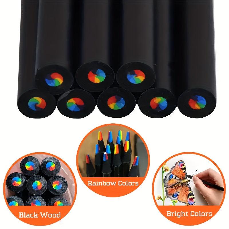 4pcs Cute 7 Rainbow Pencils for Art School Supplies