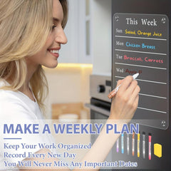 Magnetic Dry Erase Calendar with Markers & Eraser - Weekly Meal Planner