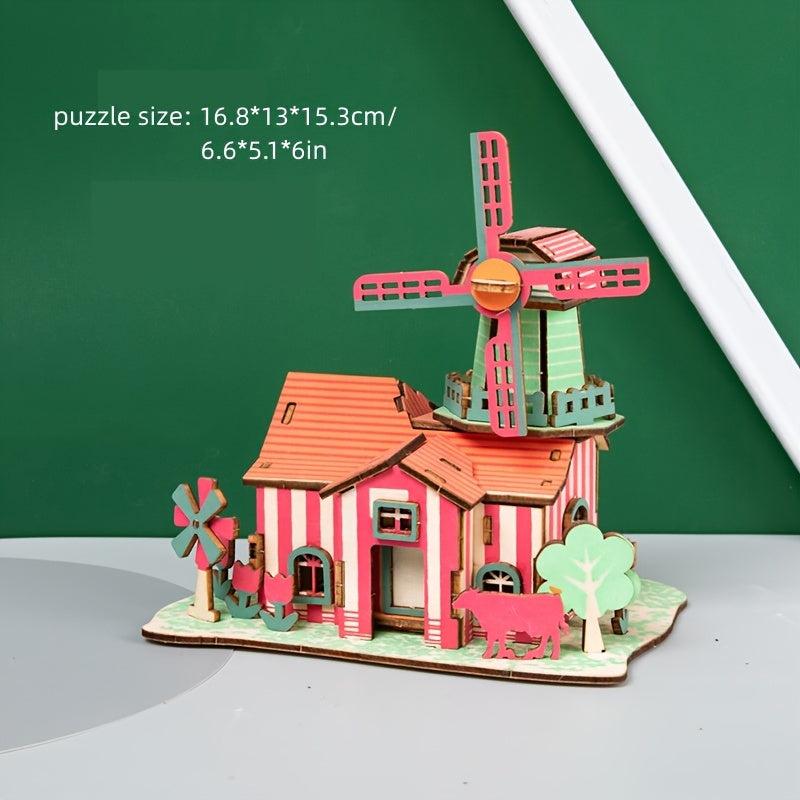 3D DIY Wooden Puzzle Model Mechanical Toy Building Game Desktop Ornaments