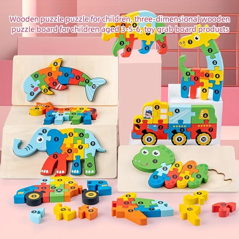 3D Wooden Jigsaw Puzzle Educational Toy Board for Toddlers Hand Scratching