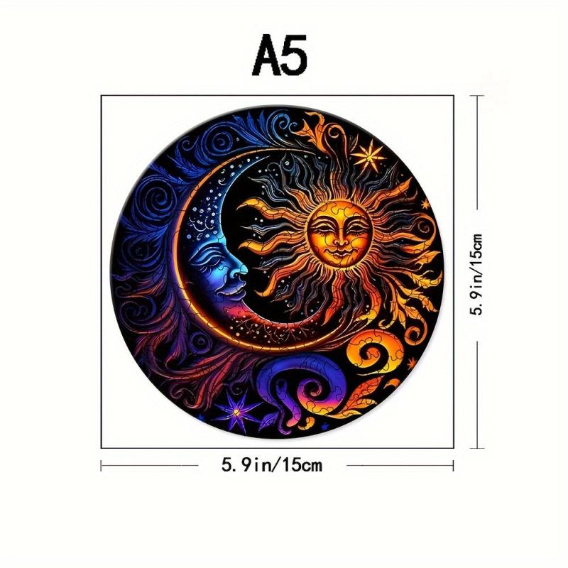 Wooden Moon And Sun Yin And Yang Puzzle For Advanced Players