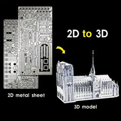 3D Metal Toy Castle Building Puzzle Notre Dame Model