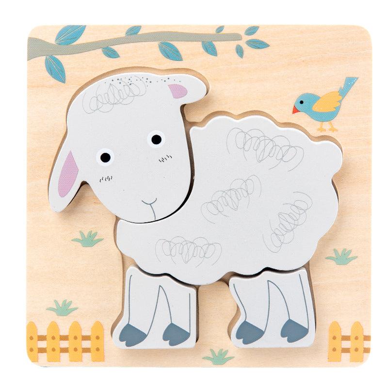 Wooden Cartoon Animal Plane Puzzle for Kids