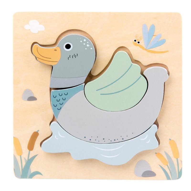 Wooden Cartoon Animal Plane Puzzle for Kids